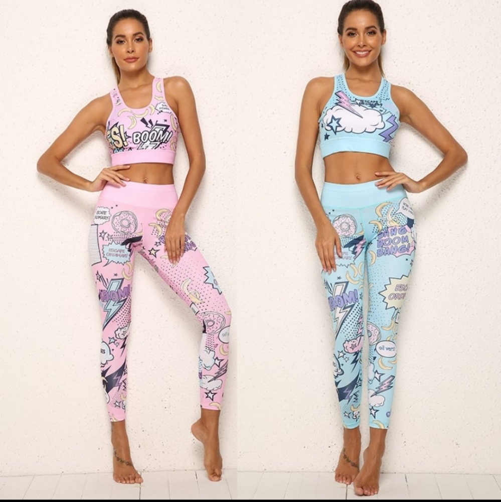 Cartoon Print Boom Comic Yoga Set